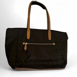 Black Tote with Tan Trim Work Tote Bag